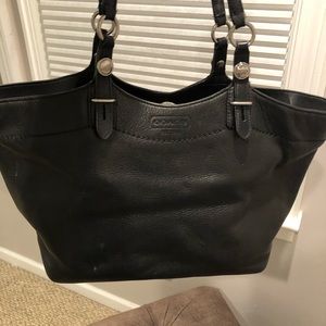 Black leather coach bag